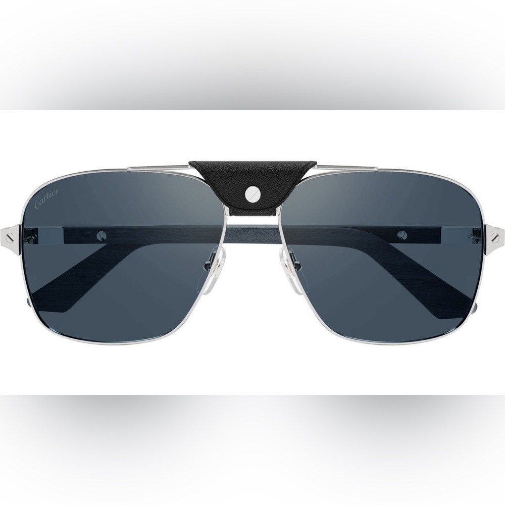 Cartier Santos Pilot Silver and Black Sunglasses